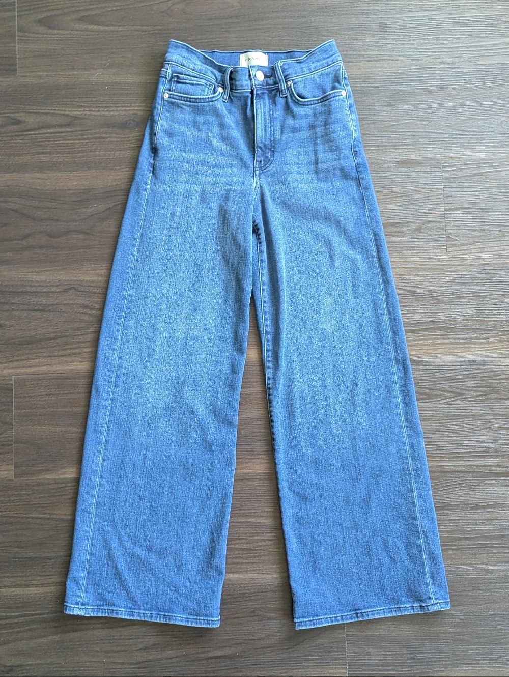 FRAME Wide Leg High Rise Jeans Size 27 Blue Denim Straight Leg